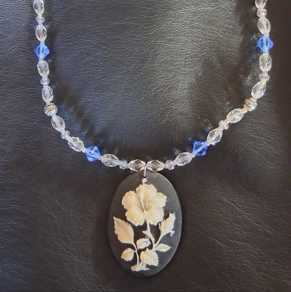 Elegant Black and White Cameo Necklace